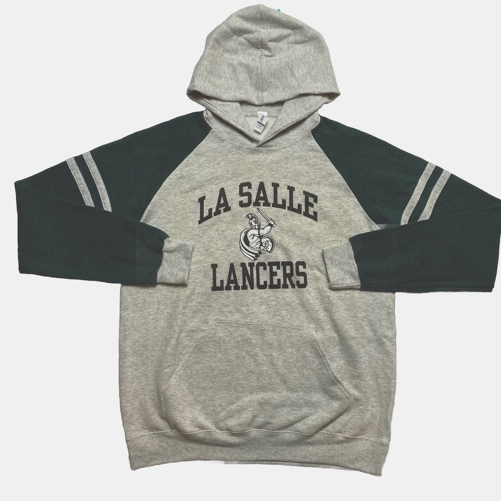 La Salle Lancers Hoodie Mens Large Gray Long Sleeve Pullover Fleece